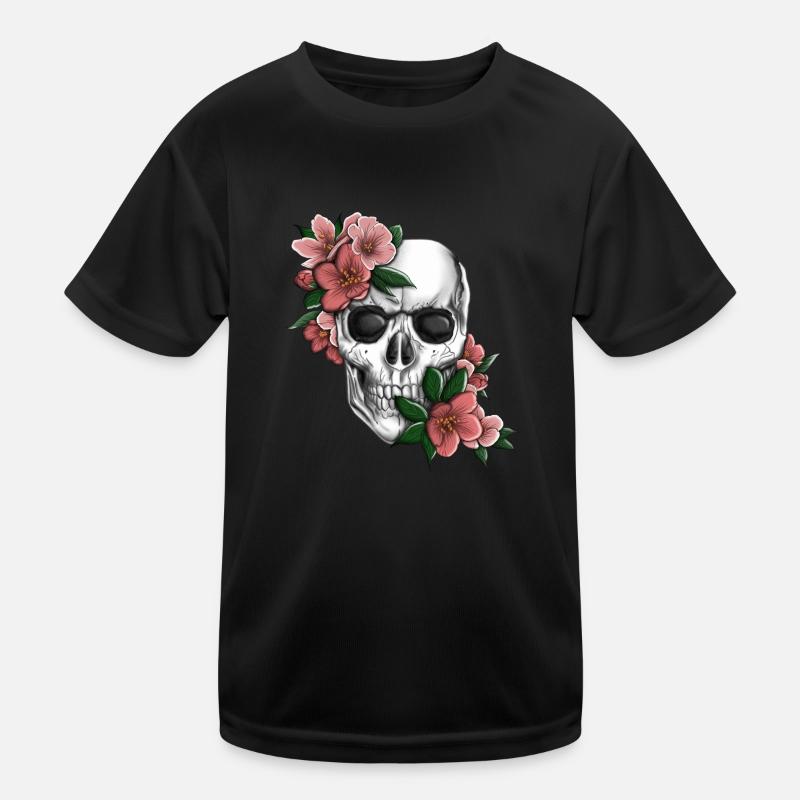 Skull with flowers Kids Functional T-Shirt