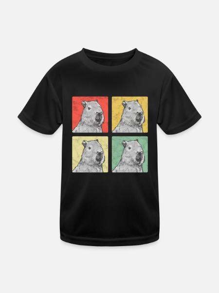 Capybara Vintage South American capybara - Kids Functional T-Shirt - black - Front