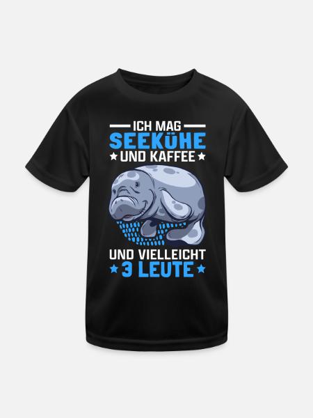 Seekühe und Kaffee Manati Meeressäuger Seekuh - Kinder Funktions-T-Shirt - Schwarz - Vorne