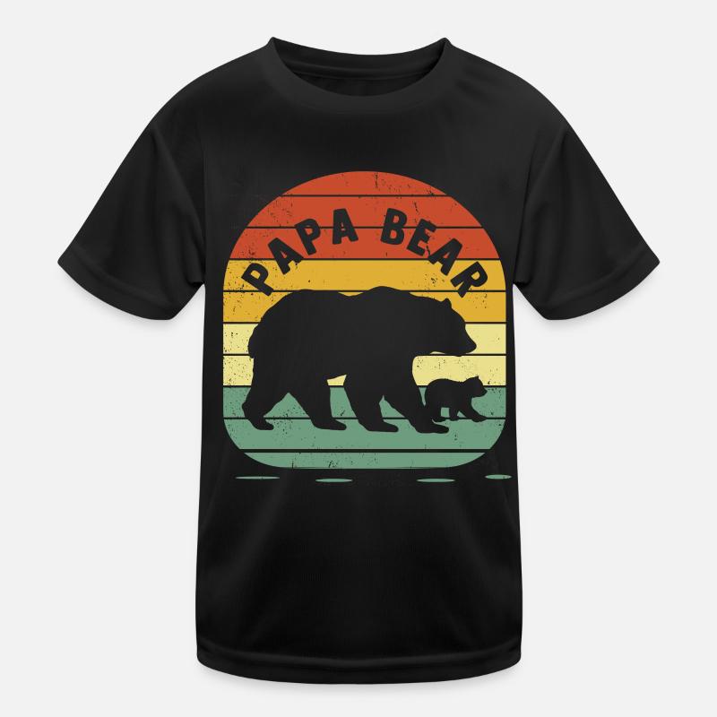 Father's Day PapaBear Papa Vintage Retro Bear Kids Functional T-Shirt