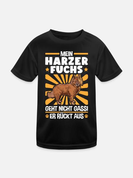 Harzer Fuchs Gassi gehen Altdeutscher Hütefuchs - Kinder Funktions-T-Shirt - Schwarz - Vorne