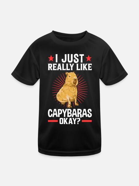 J’aime Capybara Amérique du Sud capybara capybara - T-shirt sport Enfant - noir - Devant