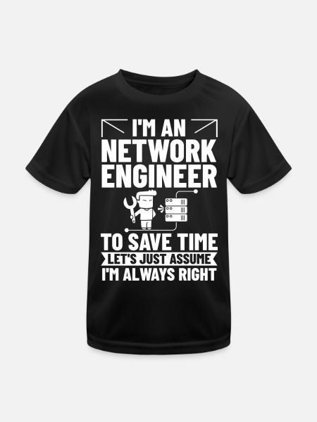 Netzwerkingenieur Network Engineer Computer - Kids Functional T-Shirt - black - Front