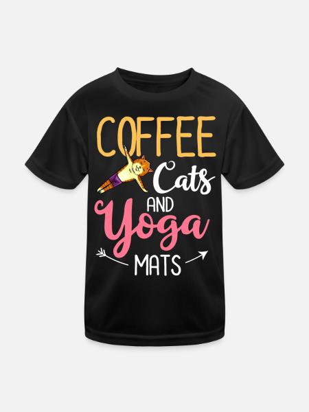Yoga Cat Débutant Séances d’entraînement Citation Méditation - T-shirt sport Enfant - noir - Devant