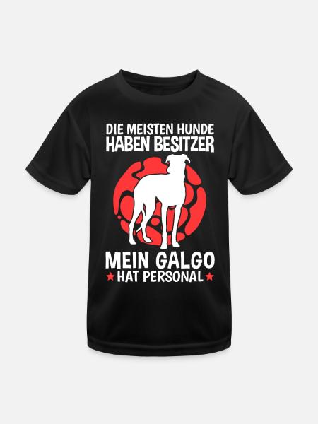 Mein Galgo Espanol hat Personal Spanien Windhund - Kinder Funktions-T-Shirt - Schwarz - Vorne