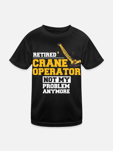 Crane Operator Construction Worker Crane Tower Training - Kids Functional T-Shirt - black - Front