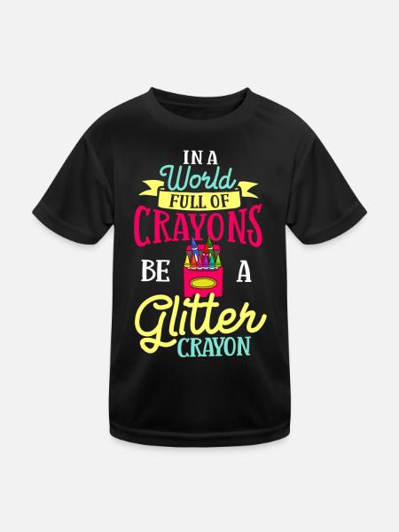 Crayon Box Colored Pencil Wax Case Wax Crayon - Kids Functional T-Shirt - black - Front