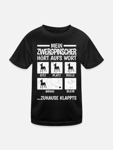 Zwergpinscher Zuhause klappts Pinscher - Kinder Funktions-T-Shirt - Schwarz - Vorne