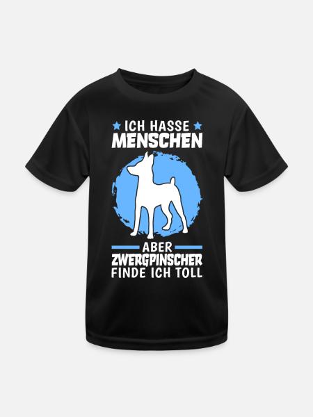 Zwergpinscher finde ich toll Pinscher - Kinder Funktions-T-Shirt - Schwarz - Vorne