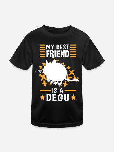 Degu is my friend rodent Chile Degus - Kids Functional T-Shirt - black - Front
