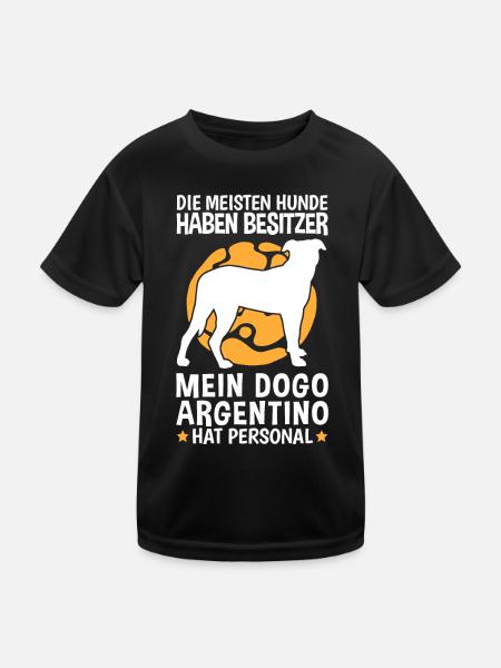 Dogo Argentino hat Personal Argentinien Dogge - Kinder Funktions-T-Shirt - Schwarz - Vorne