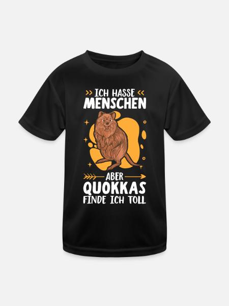 Quokkas finde ich toll Beuteltier Quokka - Kinder Funktions-T-Shirt - Schwarz - Vorne