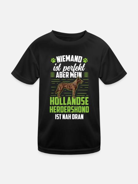 Mein Hollandse Herdershond ist perfekt - Kinder Funktions-T-Shirt - Schwarz - Vorne