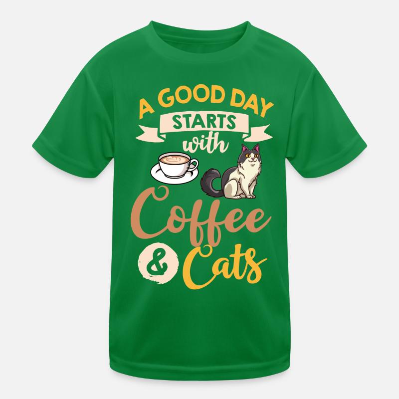 Cafetière Chat Machine Chaton Tasse Grains T-shirt sport Enfant