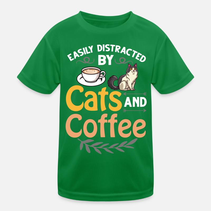 Cafetière Chat Machine Chaton Tasse Grains T-shirt sport Enfant