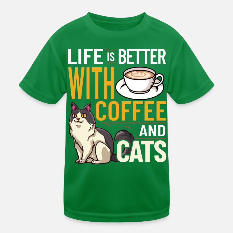 Cafetière Chat Machine Chaton Tasse Grains T-shirt sport Enfant