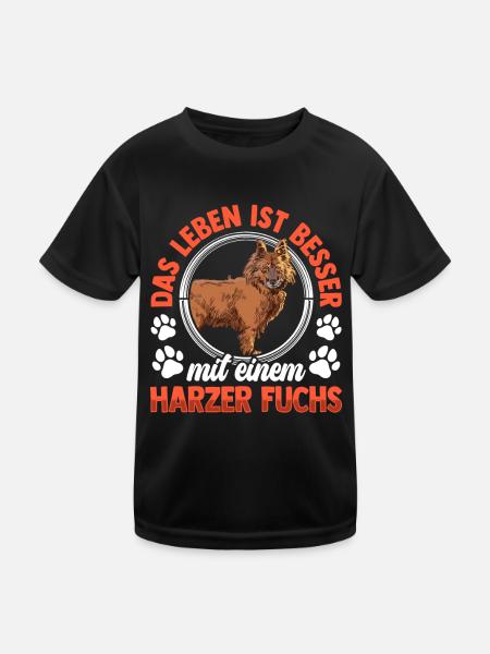 Leben ist besser mit Harzer Fuchs Hütefuchs - Kinder Funktions-T-Shirt - Schwarz - Vorne