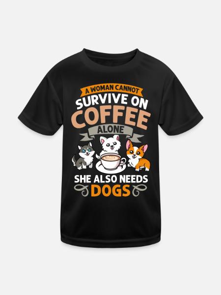 Cafetière Chien Machine Puppy Cup Grains - T-shirt sport Enfant - noir - Devant