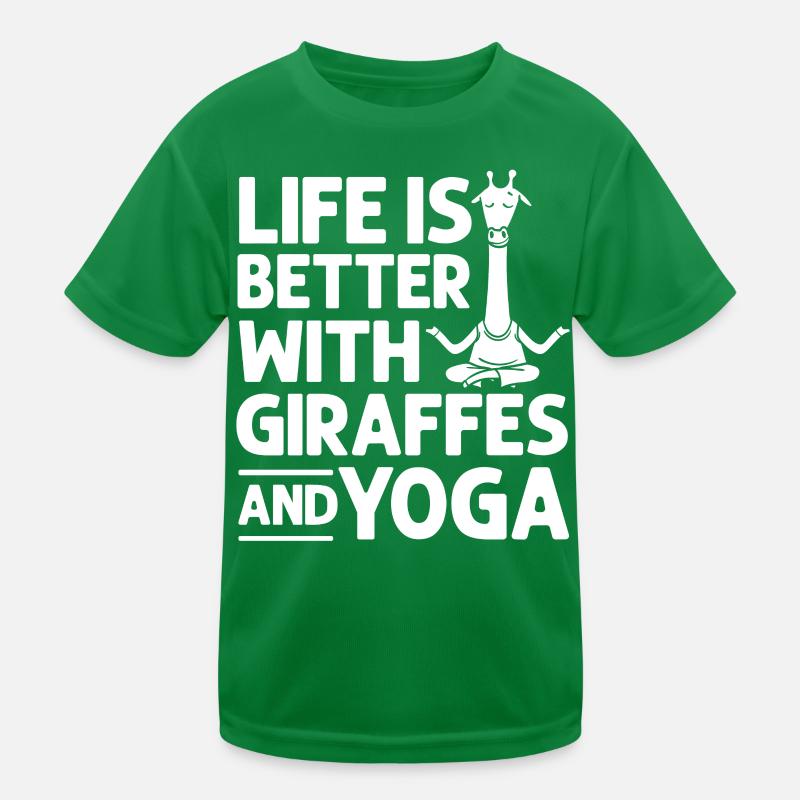 Giraffe Yoga Beginner Workout Poses Quotes Kids Functional T-Shirt