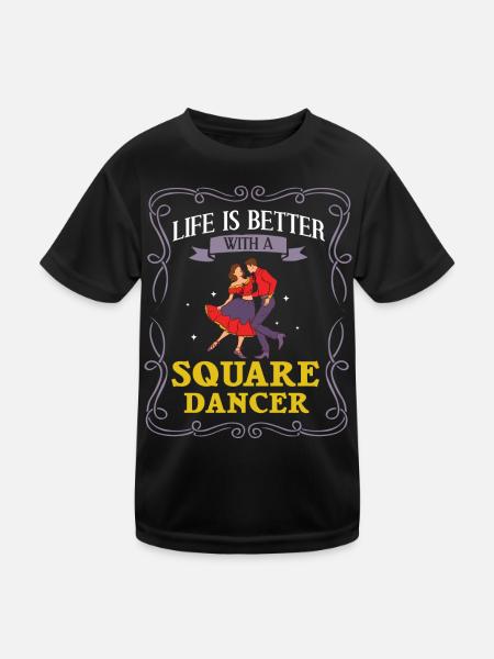 Square Dance Music Caller Folk Dance Dancer Usa - Kids Functional T-Shirt - black - Front