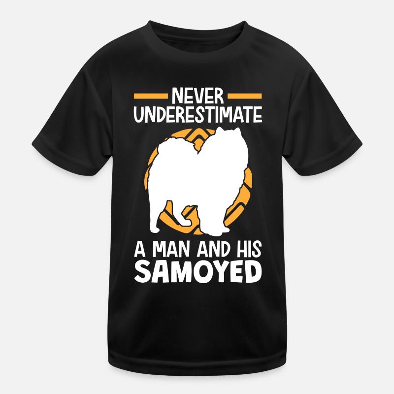 Woman with Samoyed Sled Dog Samoyeds Kids Functional T-Shirt