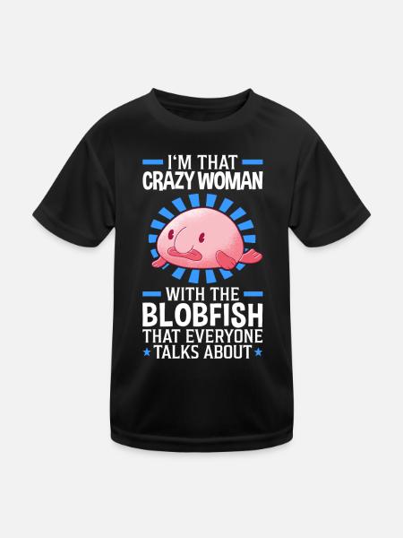 Crazy woman with the blobfish - Kids Functional T-Shirt - black - Front