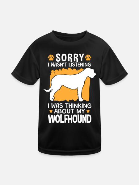 Ich habe an meinen Irischer Wolfshund gedacht - Kinder Funktions-T-Shirt - Schwarz - Vorne