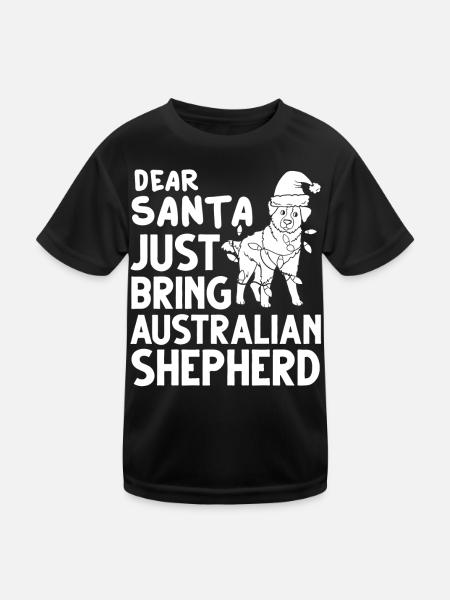 Australian Shepherd Weihnachten Hund Welpe - Kinder Funktions-T-Shirt - Schwarz - Vorne
