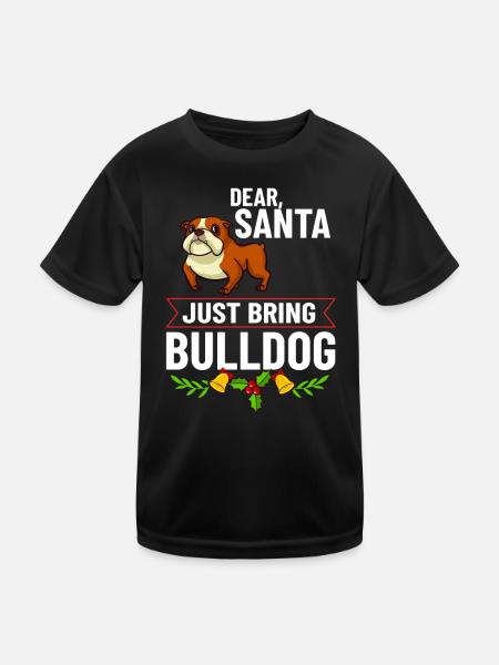 Chien Bulldog anglais Chiots Noël - T-shirt sport Enfant - noir - Devant