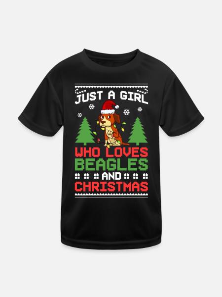 Beagle Dog Puppy Owner Lover Christmas - Kids Functional T-Shirt - black - Front
