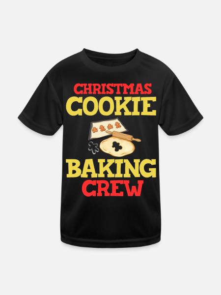 Weihnachten Backen Plätzchen Kekse Lebkuchen - Kinder Funktions-T-Shirt - Schwarz - Vorne