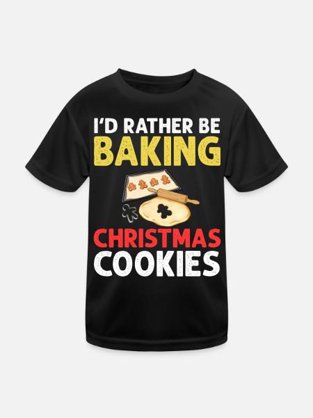 Weihnachten Backen Plätzchen Kekse Lebkuchen - Kinder Funktions-T-Shirt - Schwarz - Vorne