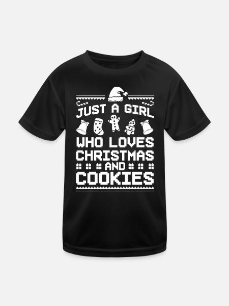 Christmas Baking Cookies Cookies Gingerbread - Kids Functional T-Shirt - black - Front