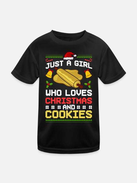 Christmas Baking Cookies Cookies Gingerbread - Kids Functional T-Shirt - black - Front