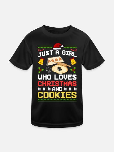 Christmas Baking Cookies Cookies Gingerbread - Kids Functional T-Shirt - black - Front