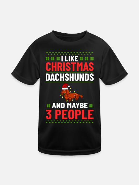 Doxie Dachshund Dackel Teckel Hund Weihnachten - Kinder Funktions-T-Shirt - Schwarz - Vorne