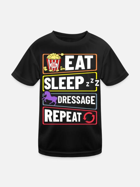 Dressur Reiten Pferd Training Dressurreiten - Kinder Funktions-T-Shirt - Schwarz - Vorne