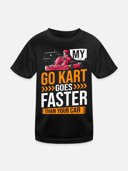 Go Kart Racing Indoor Karting Kartsport Kartbahn - Kinder Funktions-T-Shirt - Schwarz - Vorne