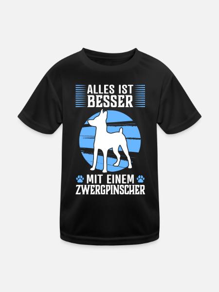 Alles besser mit Zwergpinscher Pinscher - Kinder Funktions-T-Shirt - Schwarz - Vorne