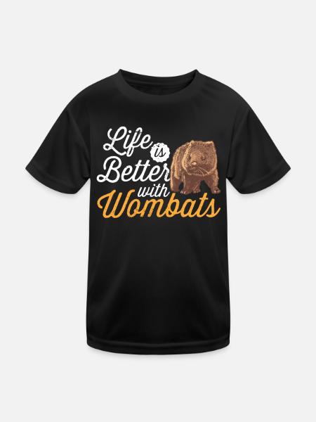 La vie est meilleure avec Wombat Australia Marsupial - T-shirt sport Enfant - noir - Devant