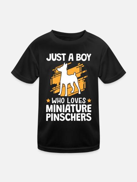 Garçon le pinscher nain aime Pinscher - T-shirt sport Enfant - noir - Devant