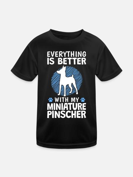 Everything better with Zwergpinscher Pinscher - Kids Functional T-Shirt - black - Front
