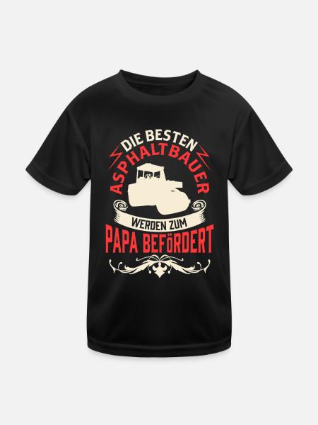 Asphaltbauer zum Papa befördert Asphaltierer - Kinder Funktions-T-Shirt - Schwarz - Vorne