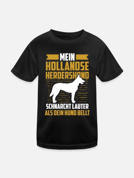 Mein Hollandse Herdershond schnarcht lauter - Kinder Funktions-T-Shirt - Schwarz - Vorne