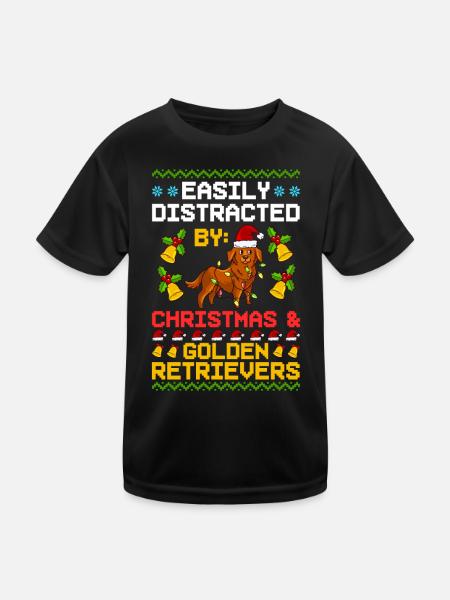 Golden Retriever Hund Welpen Besitzer Weihnachten - Kinder Funktions-T-Shirt - Schwarz - Vorne