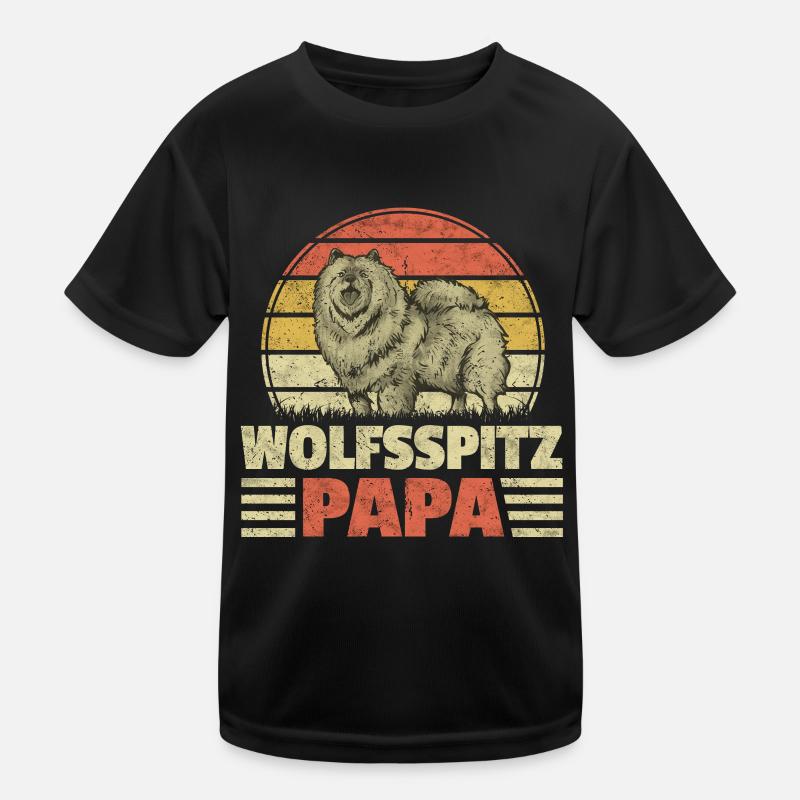 Wolfsspitz Papa deutscher Spitz Keeshond Kinder Funktions-T-Shirt