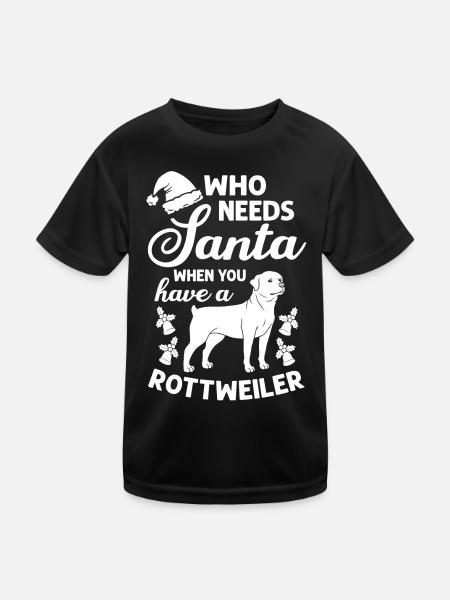 Rottweiler Hund Welpen Besitzer Halter Weihnachten - Kinder Funktions-T-Shirt - Schwarz - Vorne
