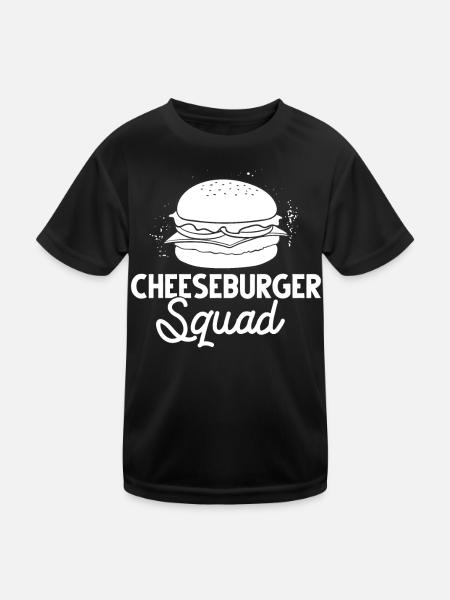 Cheeseburger Käse Sandwich Hamburger - Kinder Funktions-T-Shirt - Schwarz - Vorne