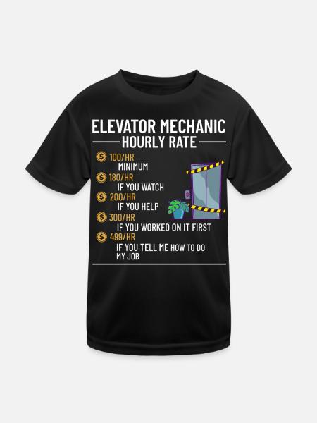 Aufzug Aufzugsanlage Techniker Fahrstuhl Lift - Kinder Funktions-T-Shirt - Schwarz - Vorne