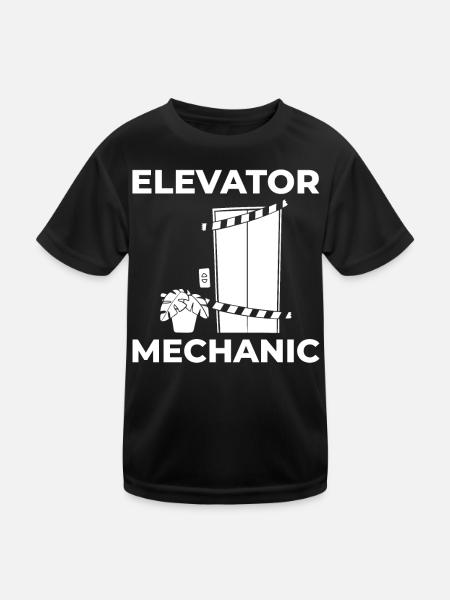 Aufzug Aufzugsanlage Techniker Fahrstuhl Lift - Kinder Funktions-T-Shirt - Schwarz - Vorne